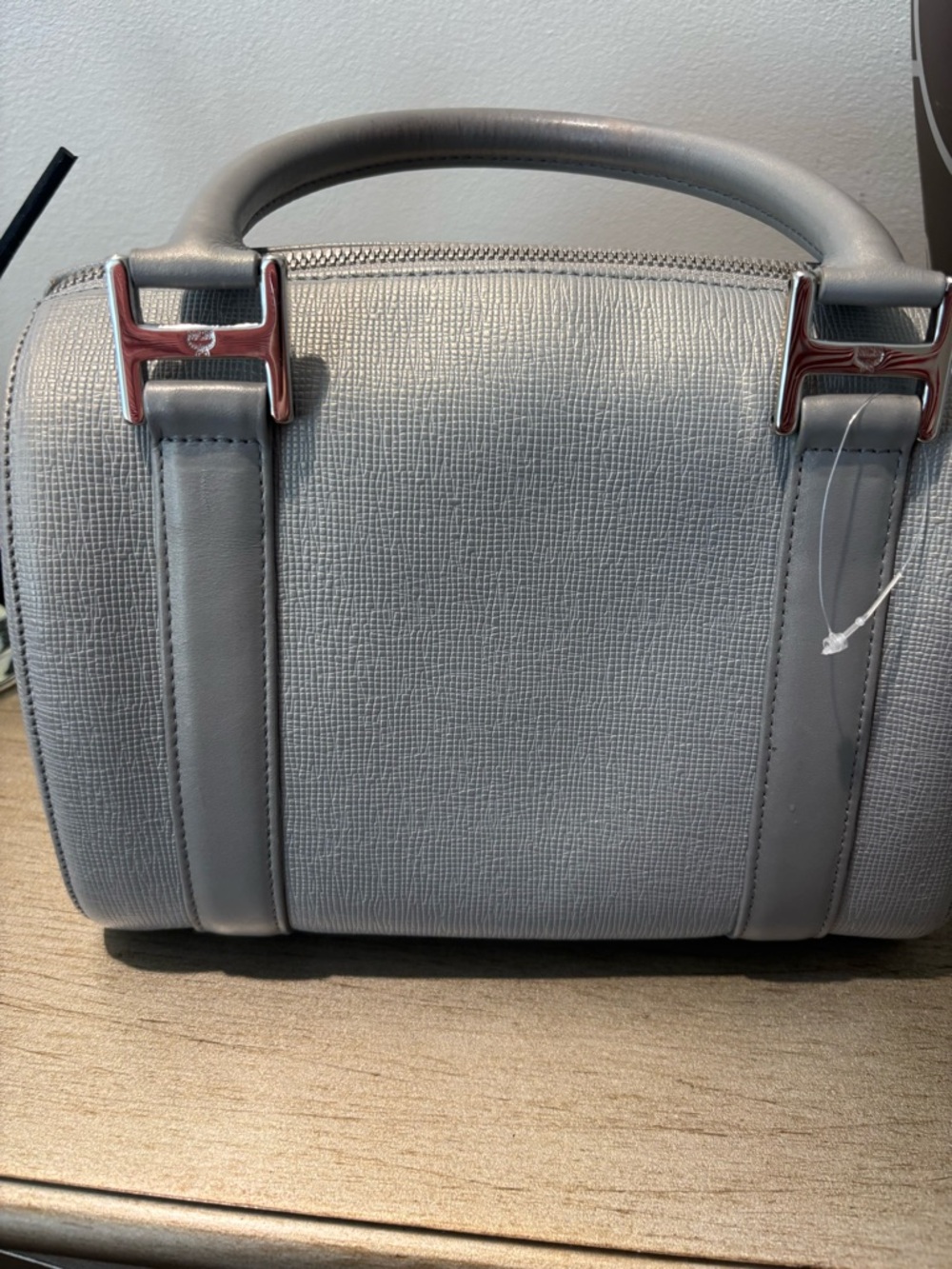 Rare MCM Silver Textured Leather Satchel bag with Silver accents! - Picture 3 of 12